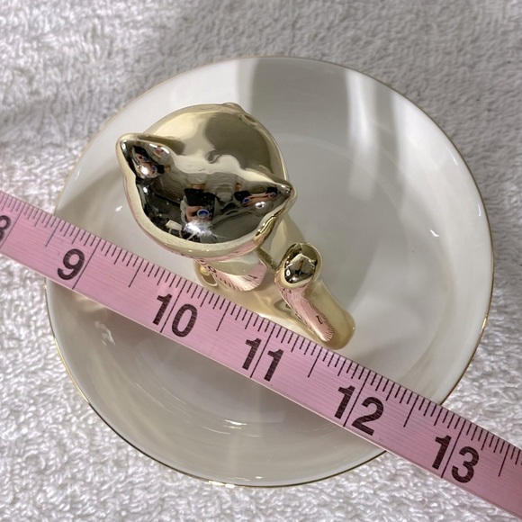Ceramic Gold Tone Cat Ring Holder Dish - Picture 4 of 9